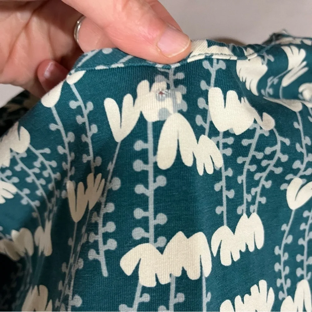 Hanna Andersson Teal and White Floral Girls Dress 8